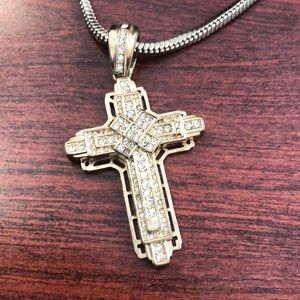 CZ diamond cross with chain